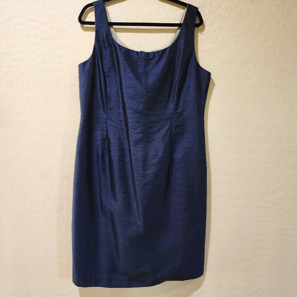 Vintage Donna Ricco Navy Blue Bodycon Midi Size 16 Sleeveless Lined Dress